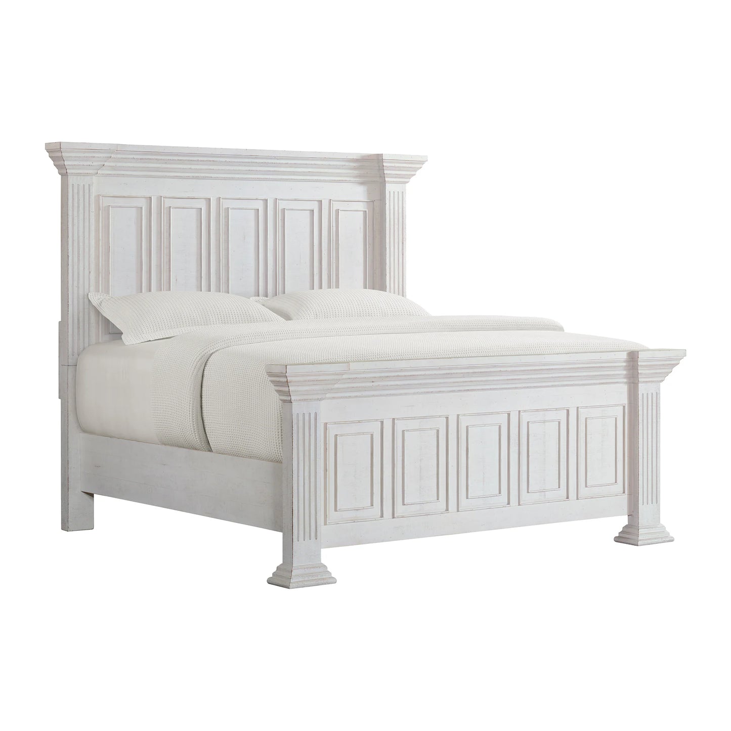 Heather - King Panel Bed - Rustic White