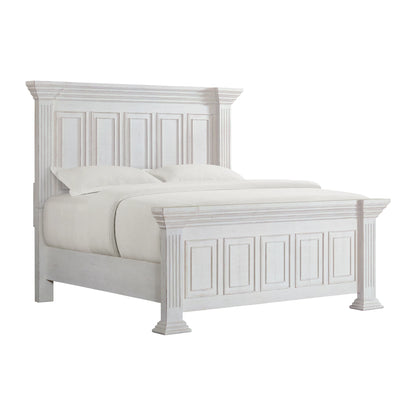 Heather - King Panel Bed - Rustic White