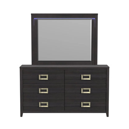 Tobias - Dresser & Mirror With LED - Black