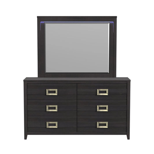 Tobias - Dresser & Mirror With LED - Black