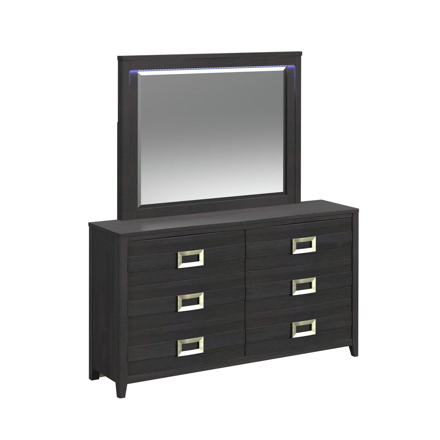 Tobias - Dresser & Mirror With LED - Black