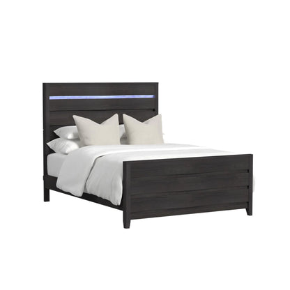 Tobias - Queen Bed With LED - Black