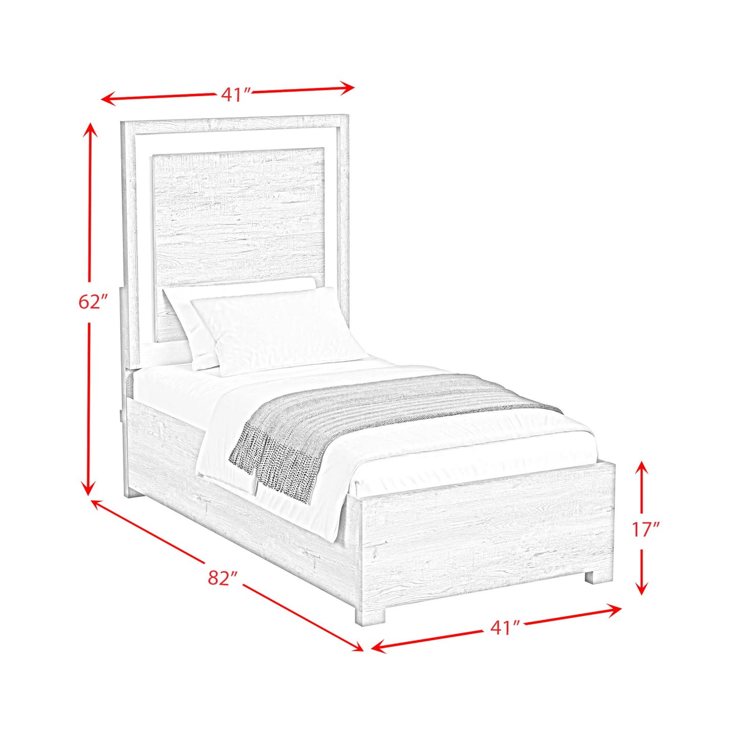 San Matteo - Twin Bed With LED - Gray