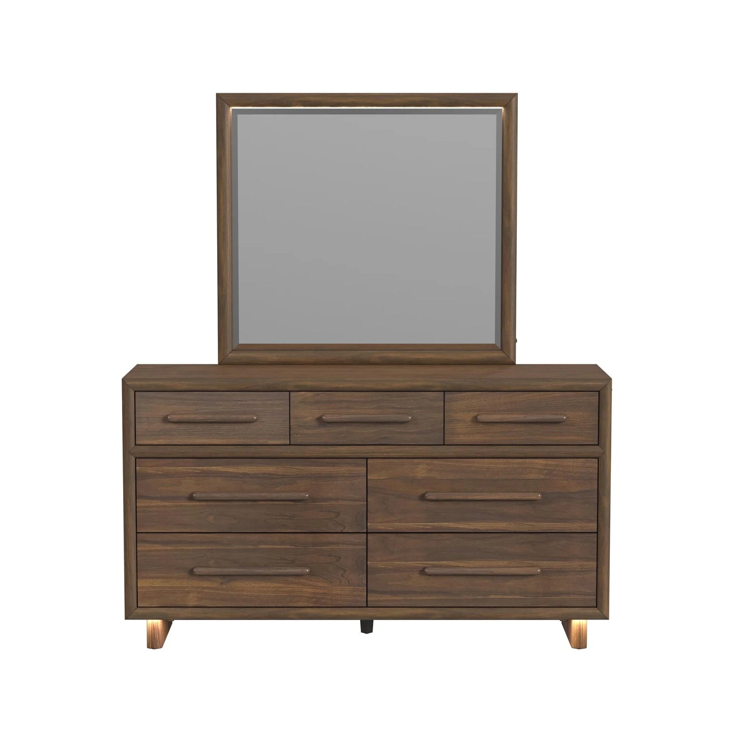 Brisbane - Dresser And Mirror Set With LED - Brown