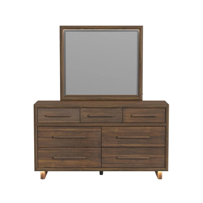 Brisbane - Dresser And Mirror Set With LED - Brown