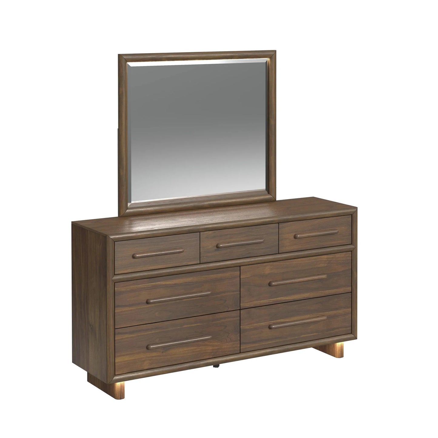 Brisbane - Dresser And Mirror Set With LED - Brown
