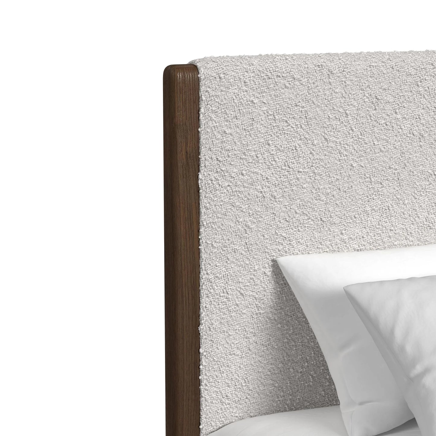 Brisbane - King Upholstered Bed With Boucle And LED - Beige / Brown