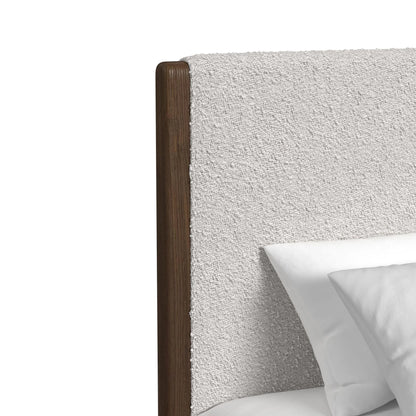 Brisbane - King Upholstered Bed With Boucle And LED - Beige / Brown