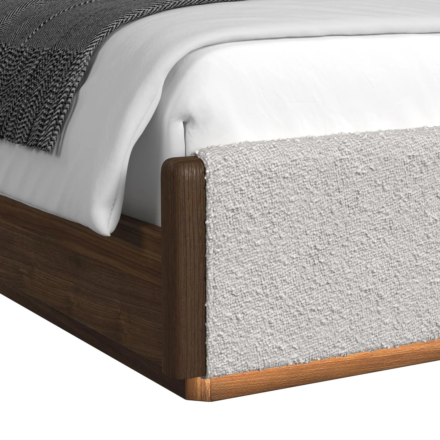 Brisbane - King Upholstered Bed With Boucle And LED - Beige / Brown