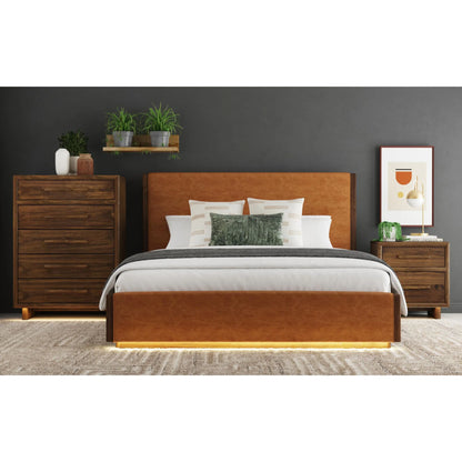 Brisbane - Nightstand With USBC And LED - Brown