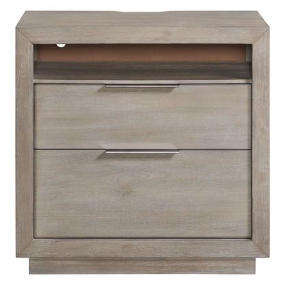 Arcadia - 2-Drawer Nightstand With USB - Gray