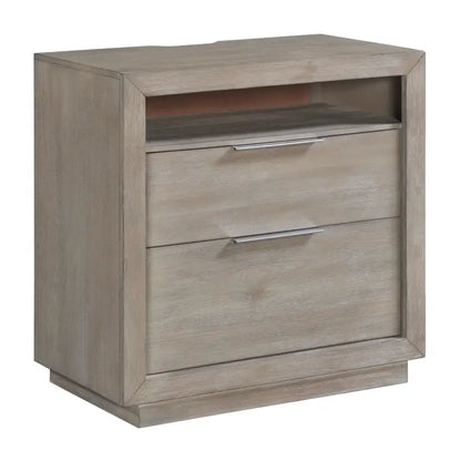 Arcadia - 2-Drawer Nightstand With USB - Gray