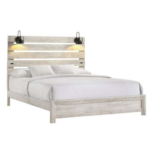 Fort Worth - King Bed With Lights & USB - White