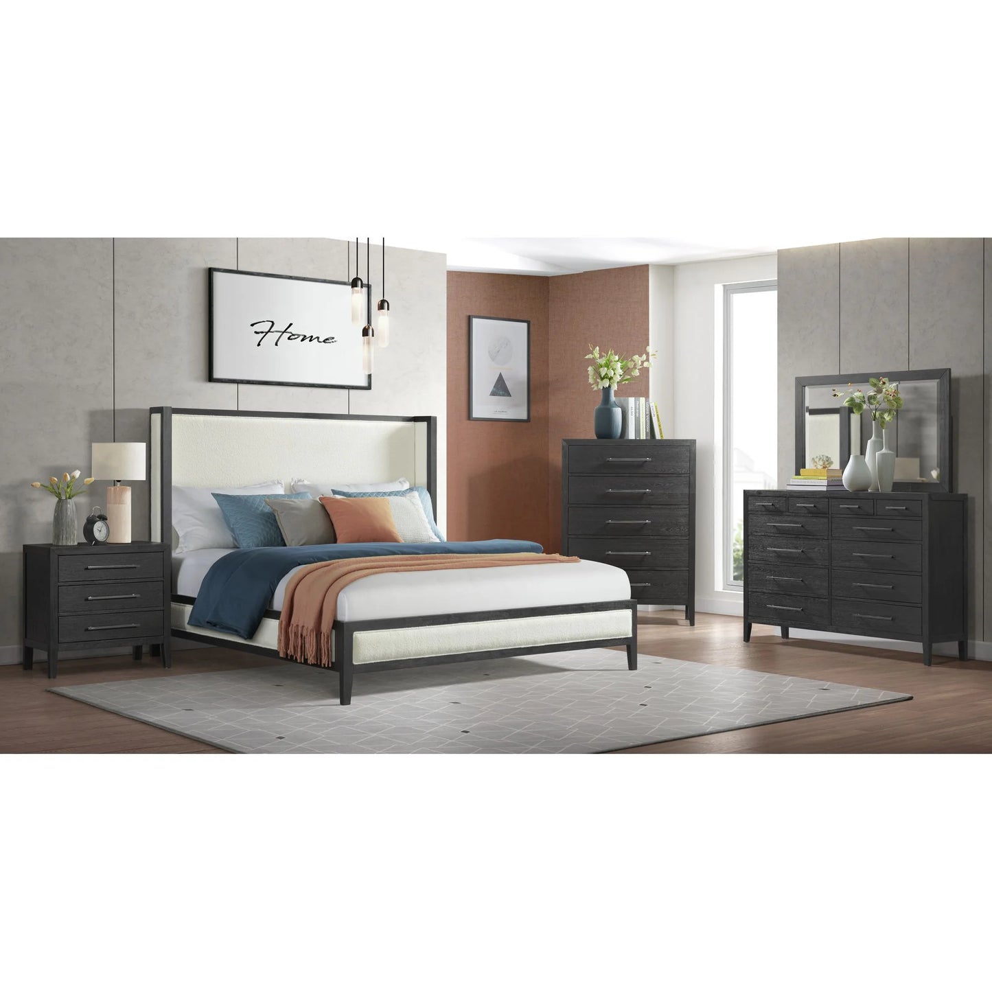 Versailles Contemporary - 3-Drawer Nightstand - Black