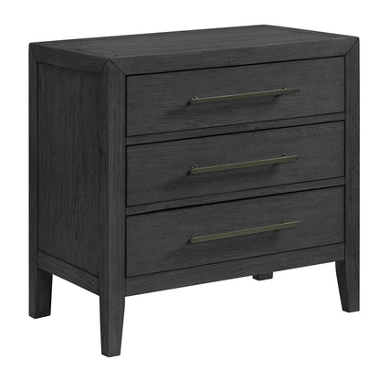 Versailles Contemporary - 3-Drawer Nightstand - Black