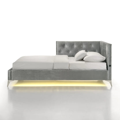 Amberley - Twin Upholstered Corner Bed With LED And USB - Gray