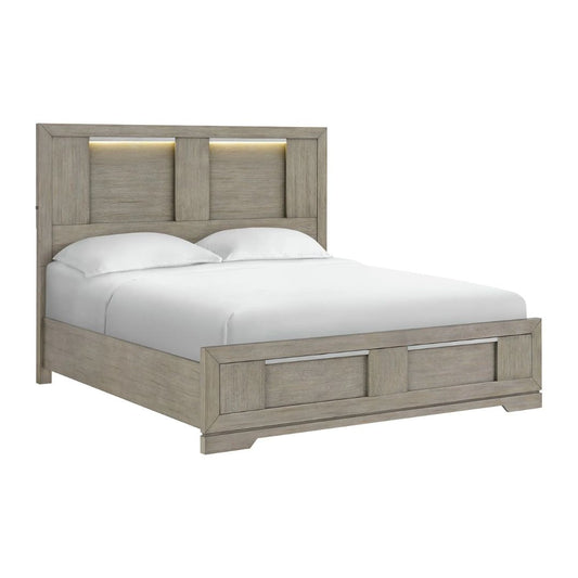 Kelis - King Panel Bed With LED - Gray