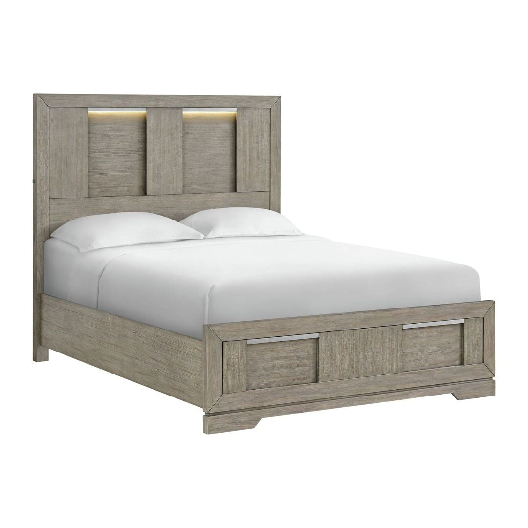 Kelis - Queen Panel Bed With LED - Gray