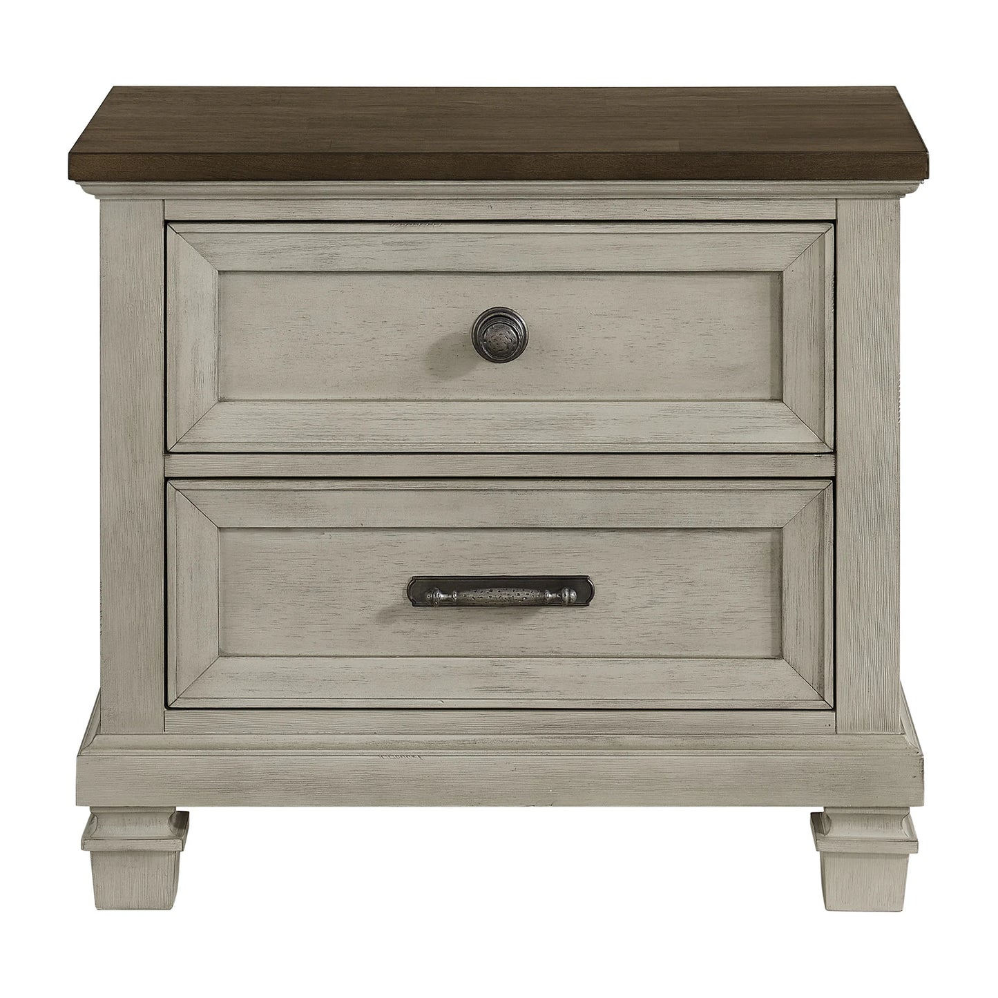 Farmington - 2 Drawer Nightstand With USB - Medium Brown / Washed Stone