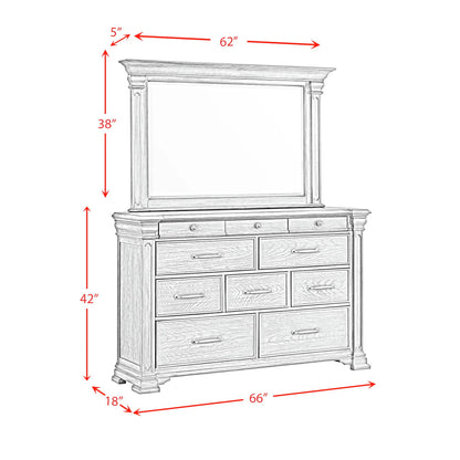 Kings Court - Dresser & Mirror - Gray