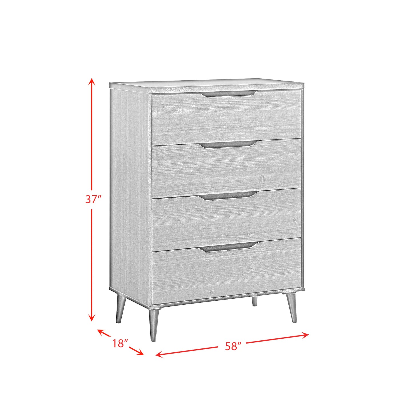Ernesto - 4-Drawer Chest With Interlock (3A Packing) - Gray