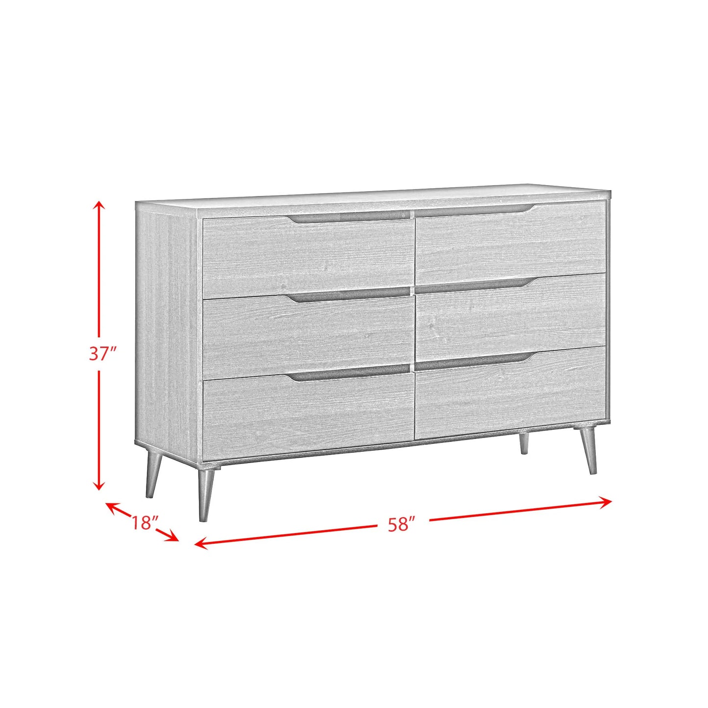 Ernesto - 6-Drawer Dresser With Interlock (3A Packing) - Gray
