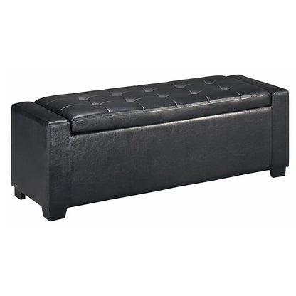 Benches - Black - Upholstered Storage Bench - Faux Leather