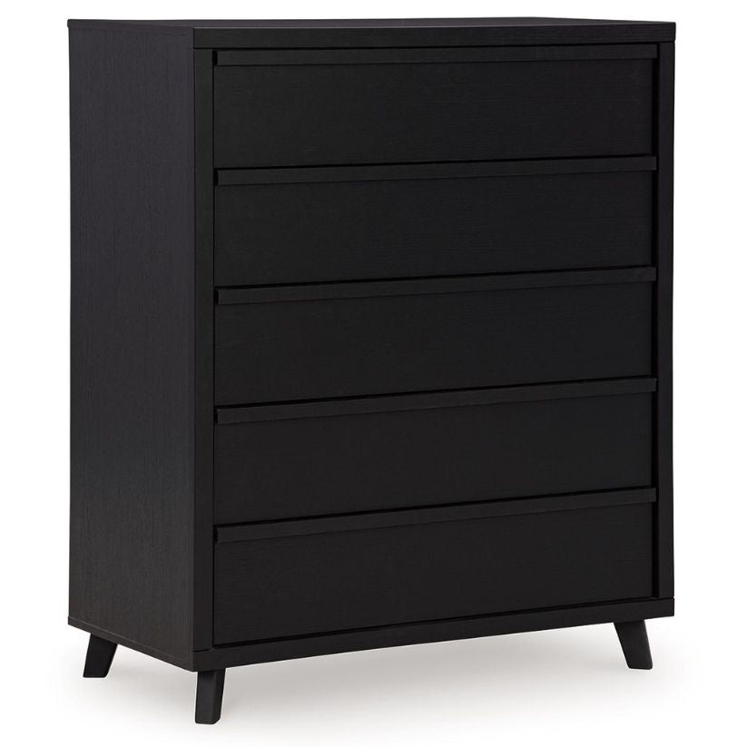 Danziar - Black - Five Drawer Wide Chest