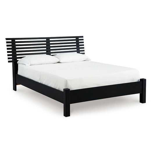 Danziar - Black - Queen Slat Panel Bed With Low Footboard