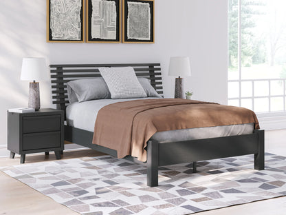 Danziar - Black - Full Slat Panel Bed With Low Footboard