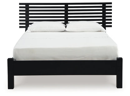 Danziar - Black - Full Slat Panel Bed With Low Footboard