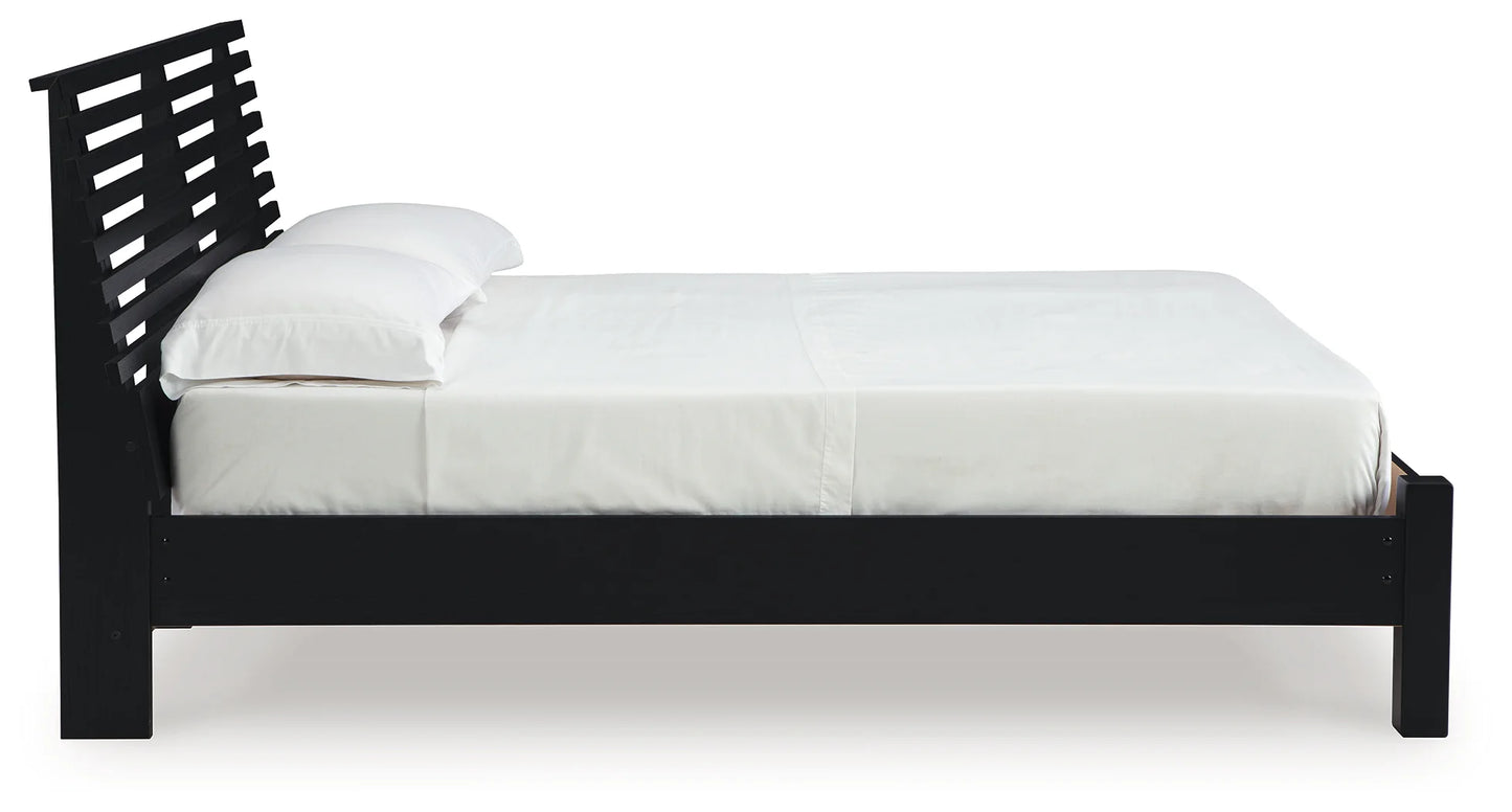 Danziar - Black - Full Slat Panel Bed With Low Footboard