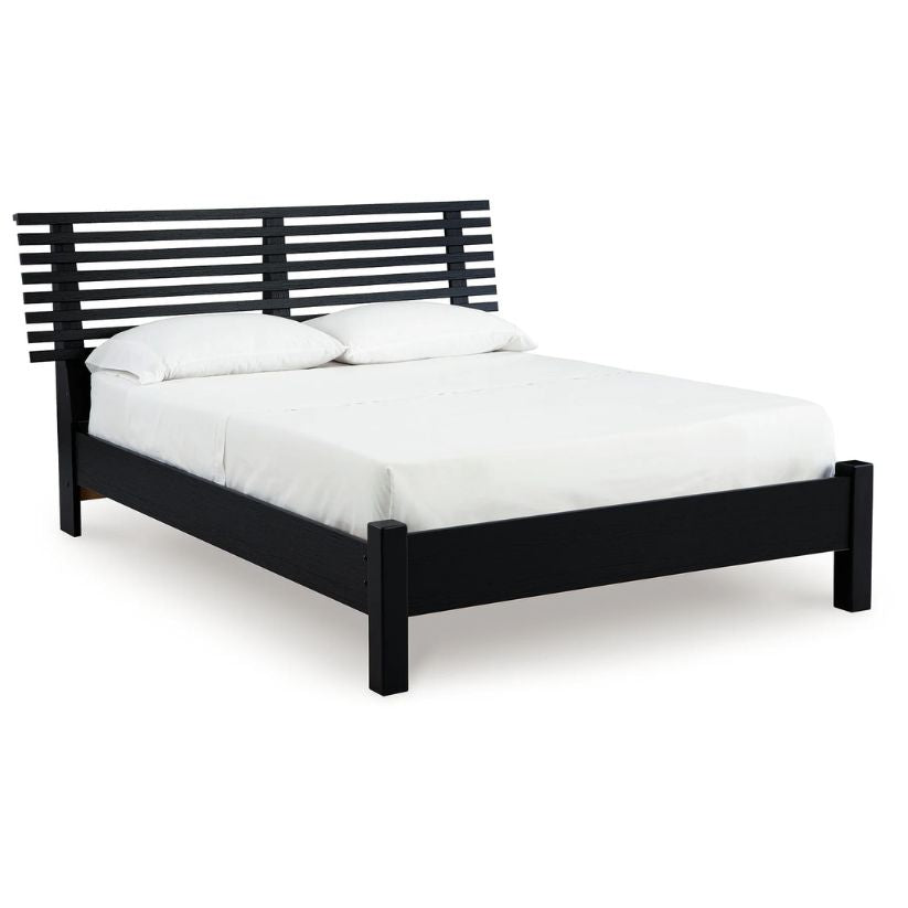 Danziar - Black - Full Slat Panel Bed With Low Footboard