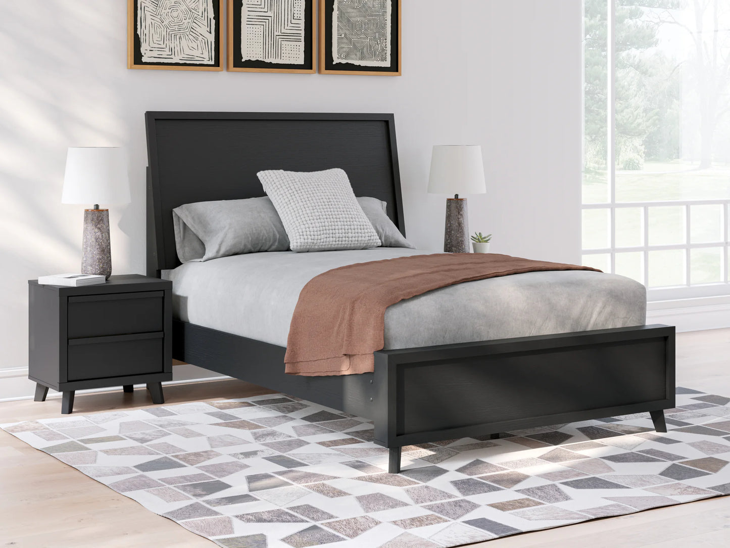Danziar - Black - Full Panel Bed