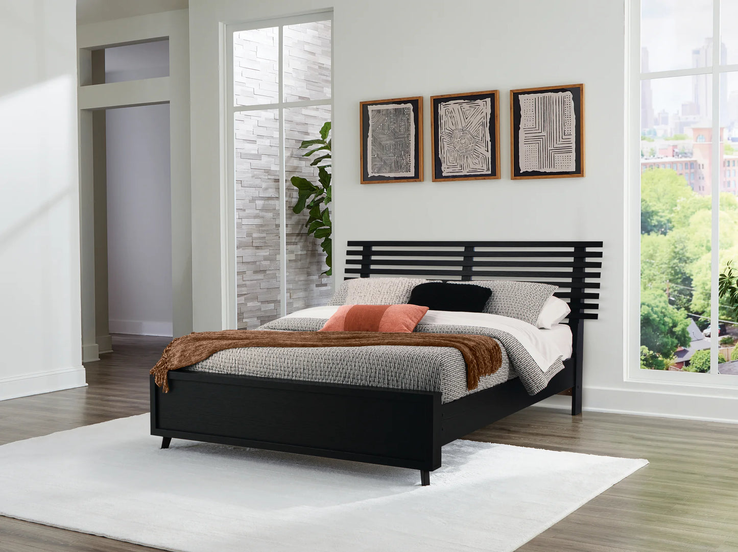 Danziar - Black - Full Slat Panel Bed