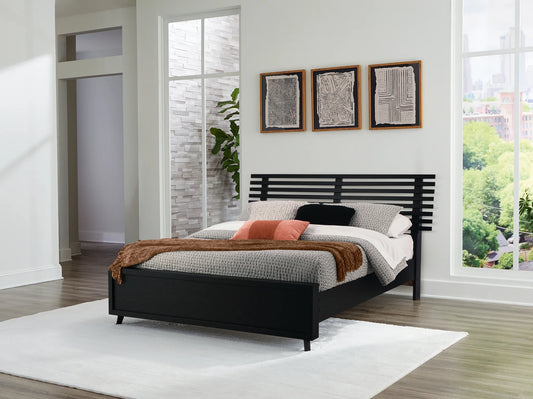Danziar - Black - Queen Slat Panel Bed