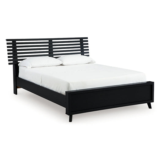 Danziar - Black - Queen Slat Panel Bed