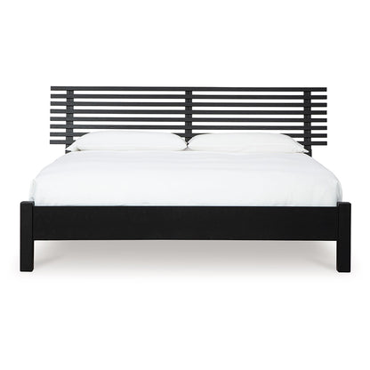 Danziar - Black - King Slat Panel Bed With Low Footboard