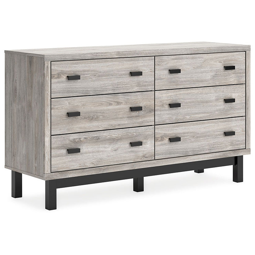 Vessalli - Black / Gray - Six Drawer Dresser