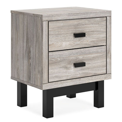 Vessalli - Black / Gray - Two Drawer Nightstand