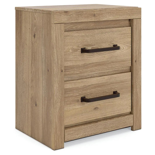 Brozmont - Two Drawer Night Stand - Tan
