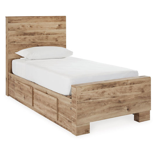 Hyanna - Tan - Twin Panel Bed With 1 Side Storage