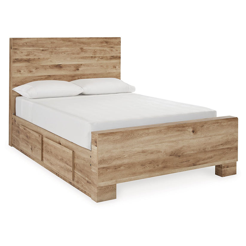 Hyanna - Tan - Full Panel Bed With 1 Side Storage