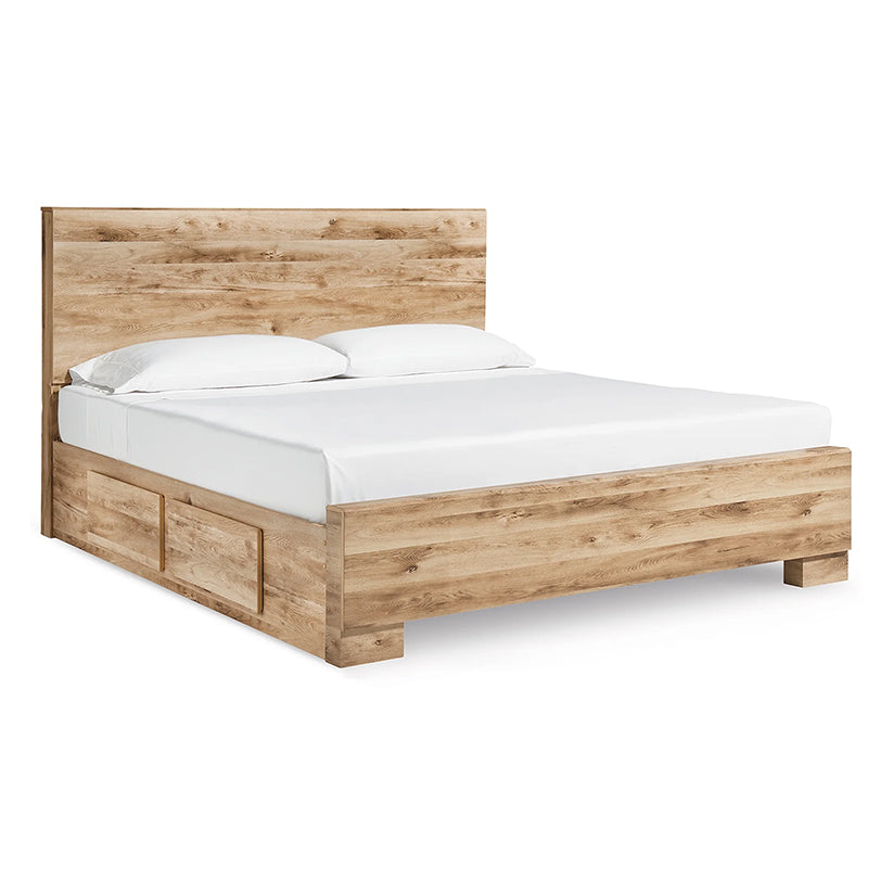 Hyanna - Tan Brown - King Panel Bed With 2 Side Storage