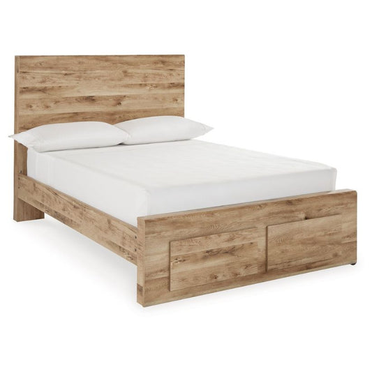 Hyanna - Tan - Full Panel Bed With Storage Footboard