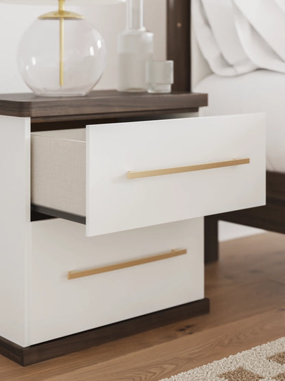 Kendanport - Brown / White - Two Drawer Night Stand