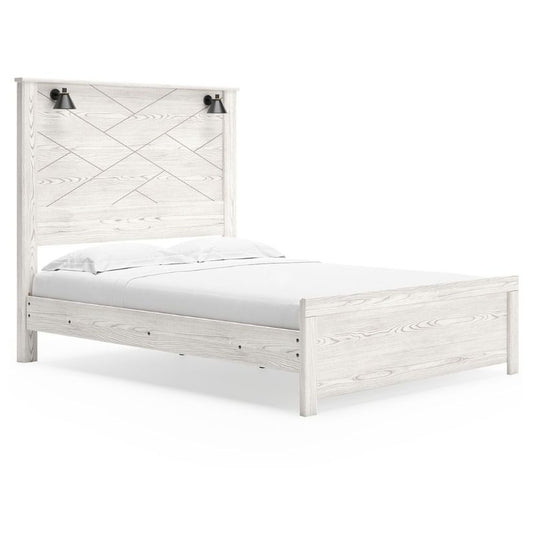 Gerridan - White - Queen Panel Bed With Sconces