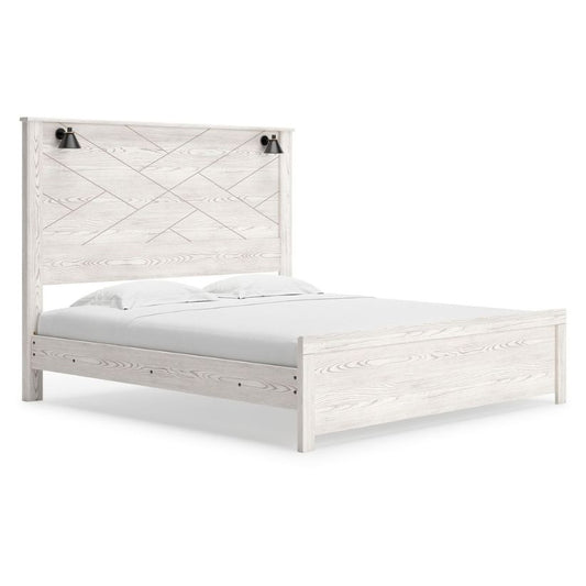 Gerridan - White - King Panel Bed With Sconces