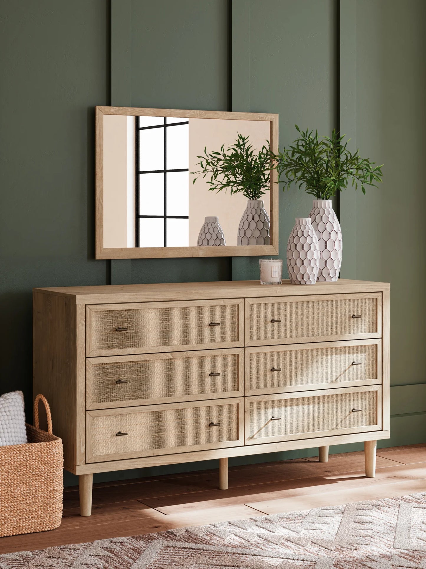 modern two tone dresser SOLD| Mid-century Modern Two-tone Dresser: Coastal Blue and Slatted Wood Sideboard