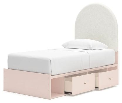 Wistenpine - Blush - Twin Upholstered Panel Bed With Side Storage-2